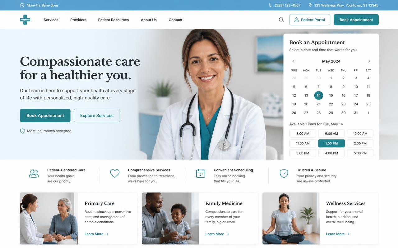 Desktop design preview of the Carevia Health website concept