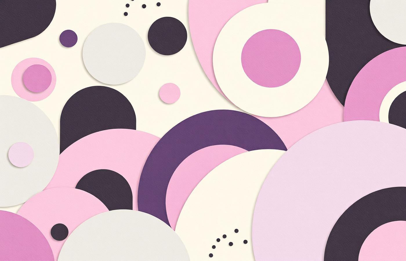 Abstract paper-cut collage of colorful circles and arcs