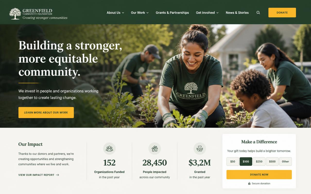Desktop design preview of the Kindora Foundation website concept