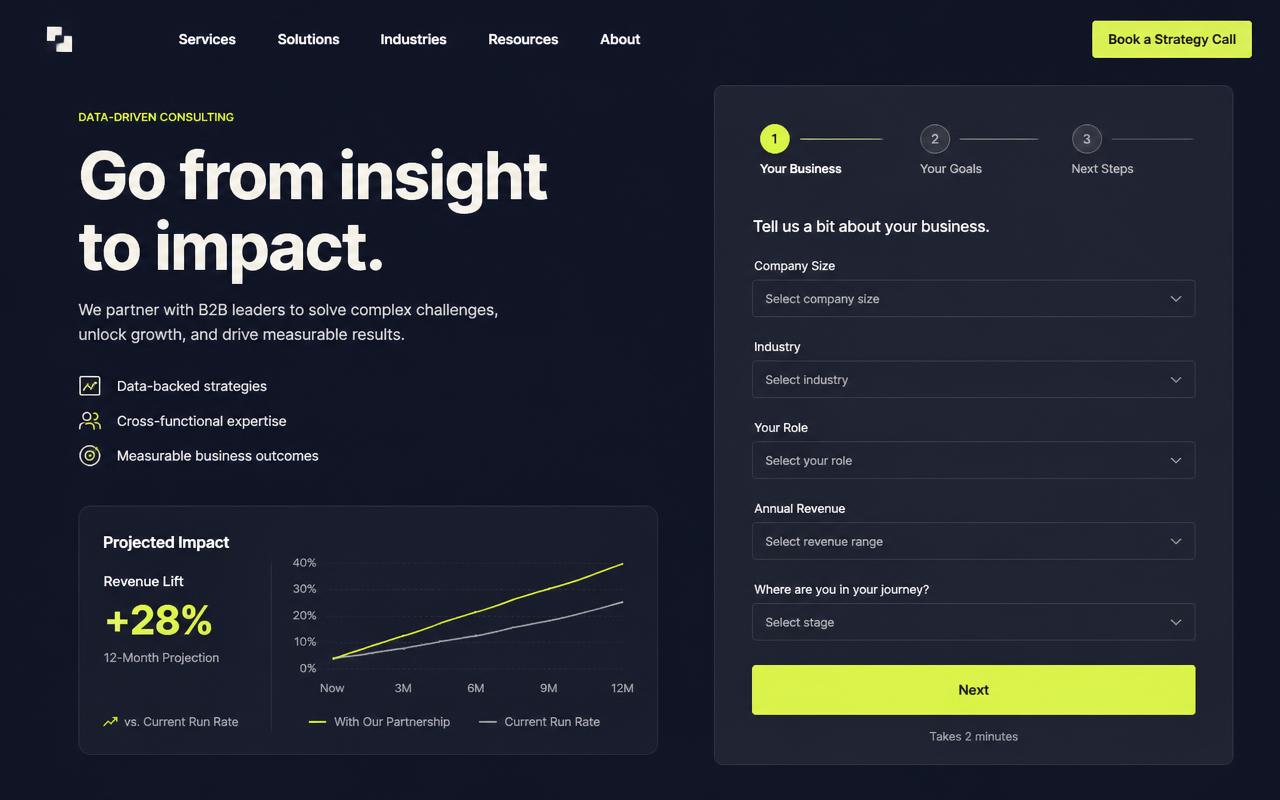 Desktop design preview of the ScaleGrid Consulting website concept